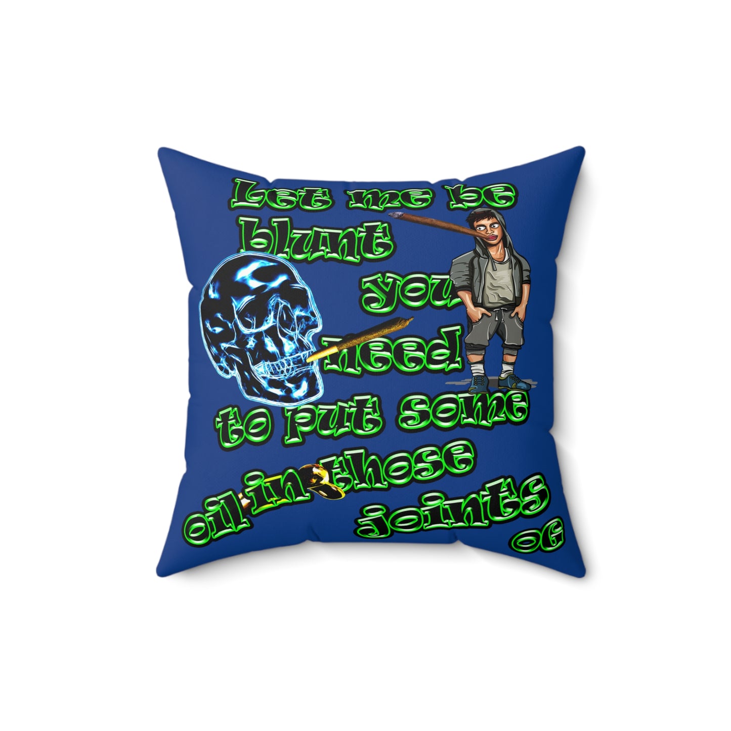 og - Faux Suede Square Pillow - (dark blue)