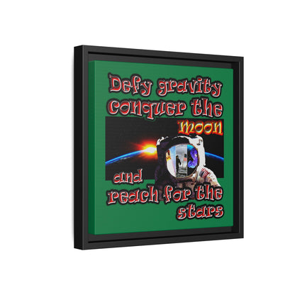 defy conquer reach - framed canvas art (dark green)