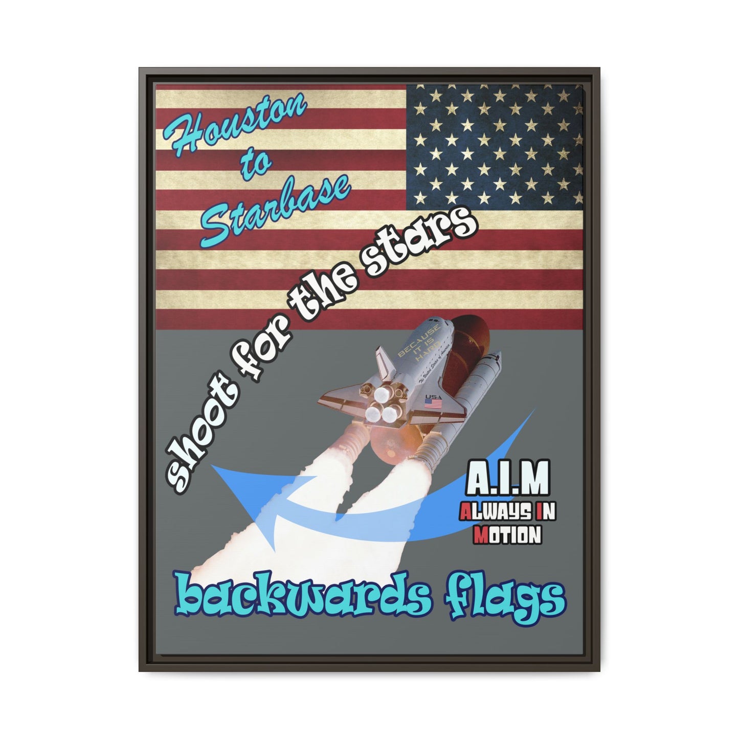 shoot for the stars - framed canvas art (dark grey)