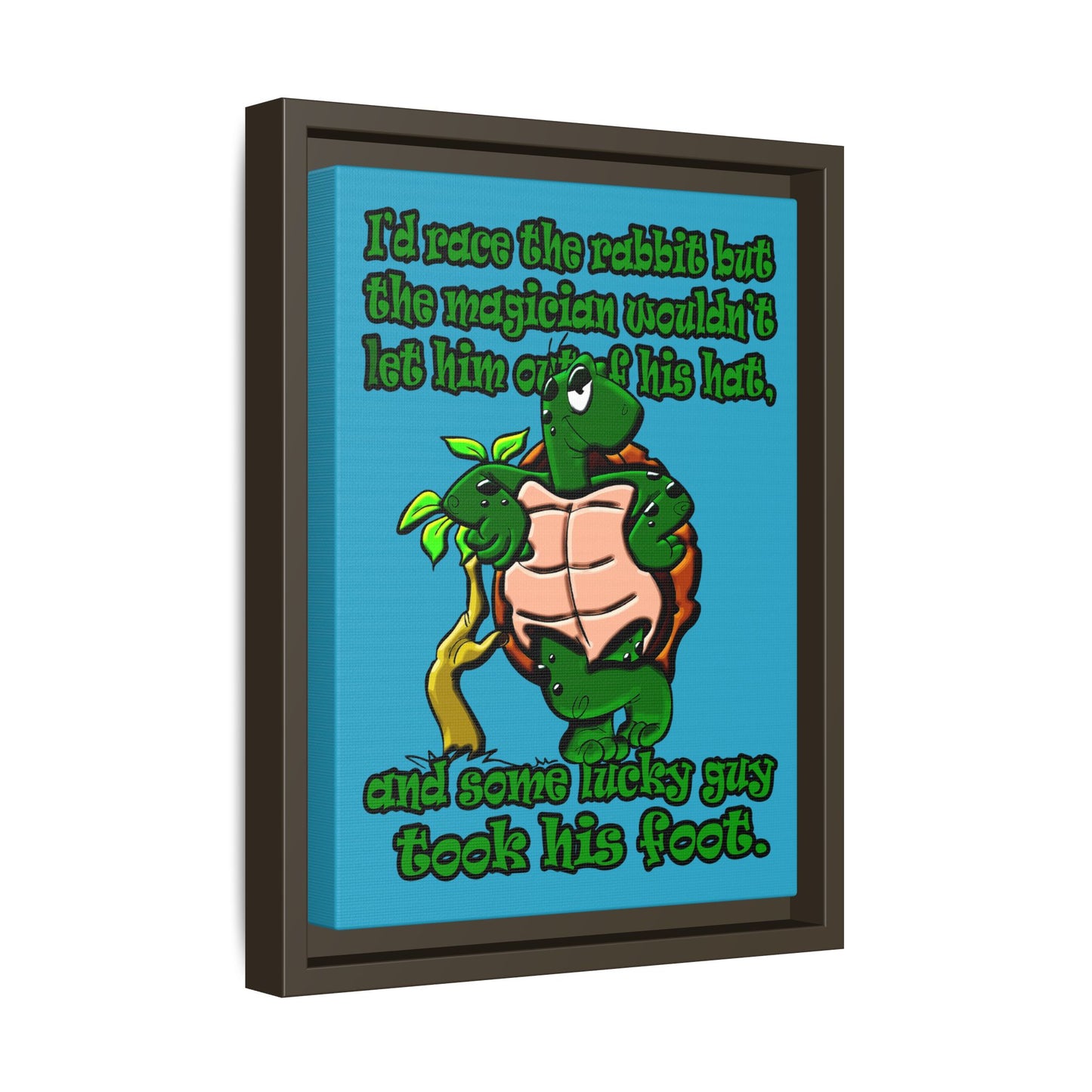 turtle race - framed canvas art (turquoise)