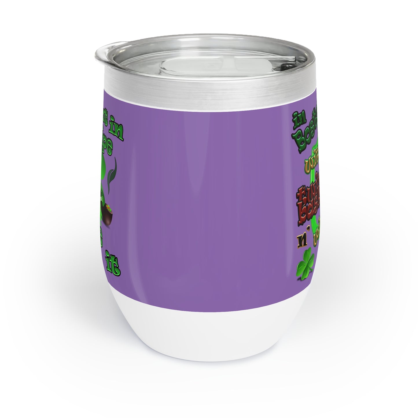 celtics logo - Chill Wine Tumbler (light purple)
