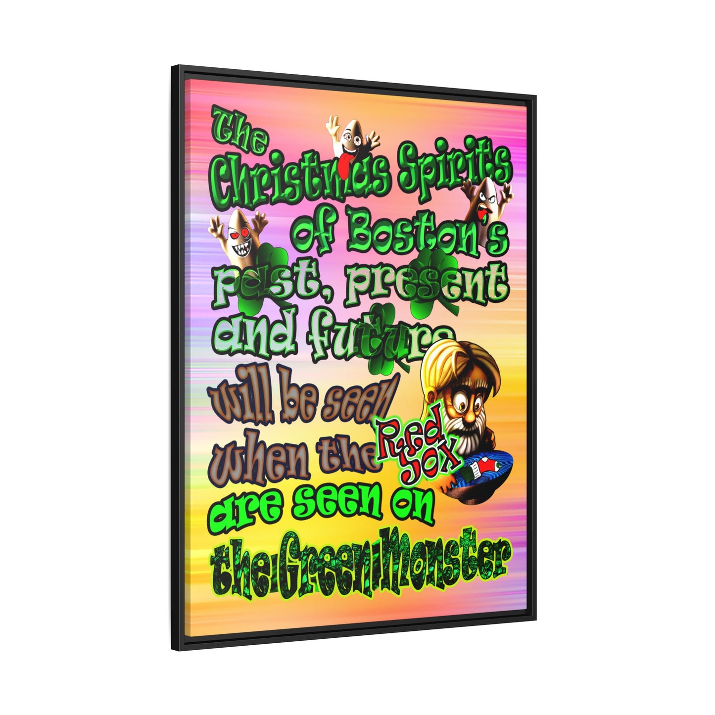 christmas spirits of boston - framed canvas art (color blur)