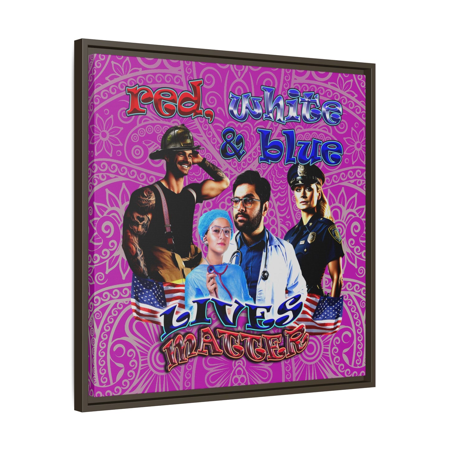 rw&b lives matter - framed canvas art (pink swirl)