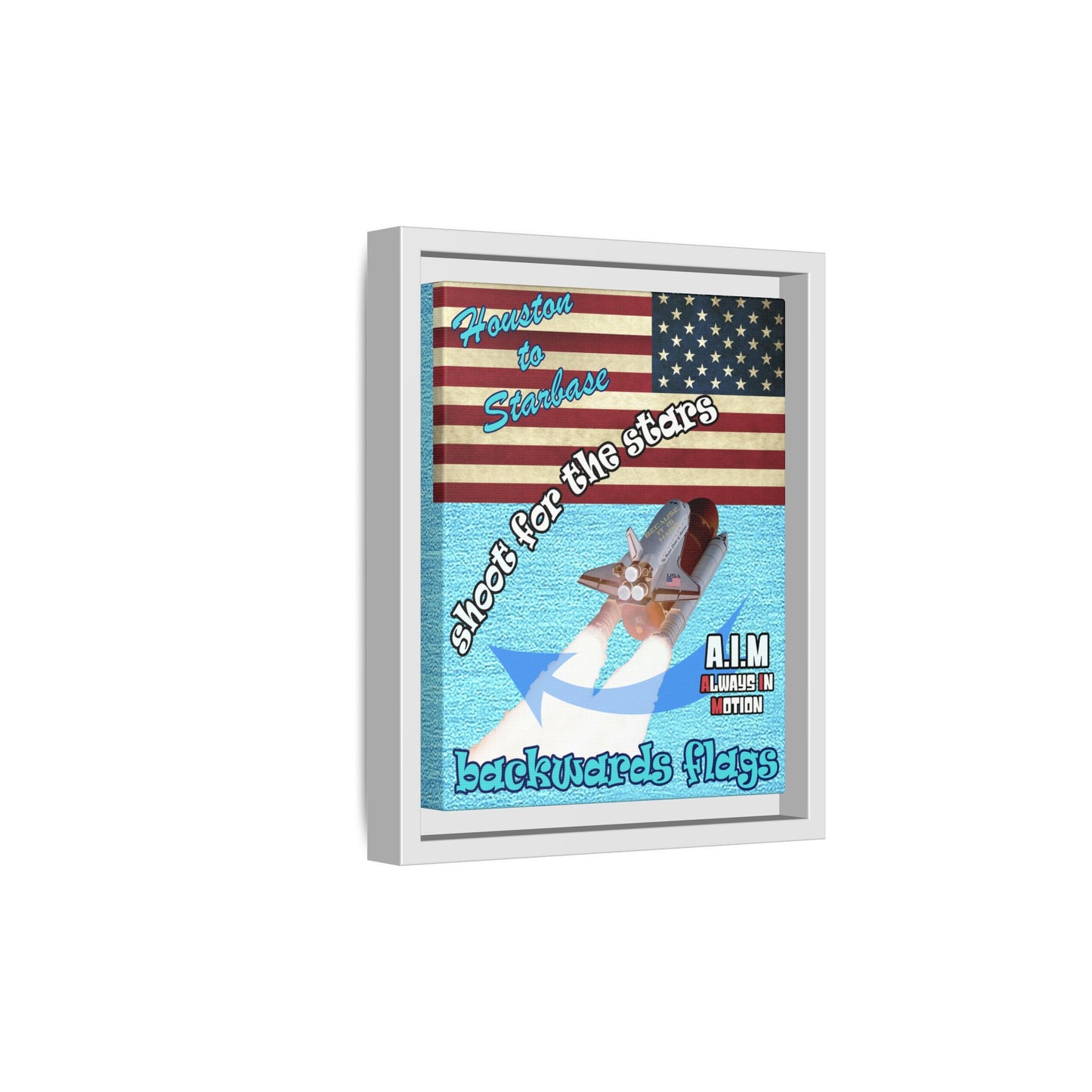 shoot for the stars - framed canvas art (faded blue)