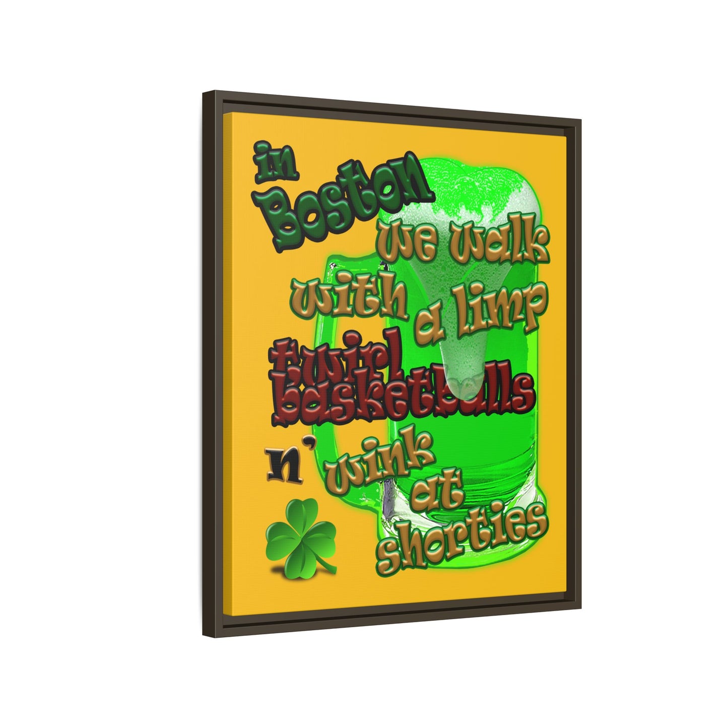 celtics logo - framed canvas art (yellow)