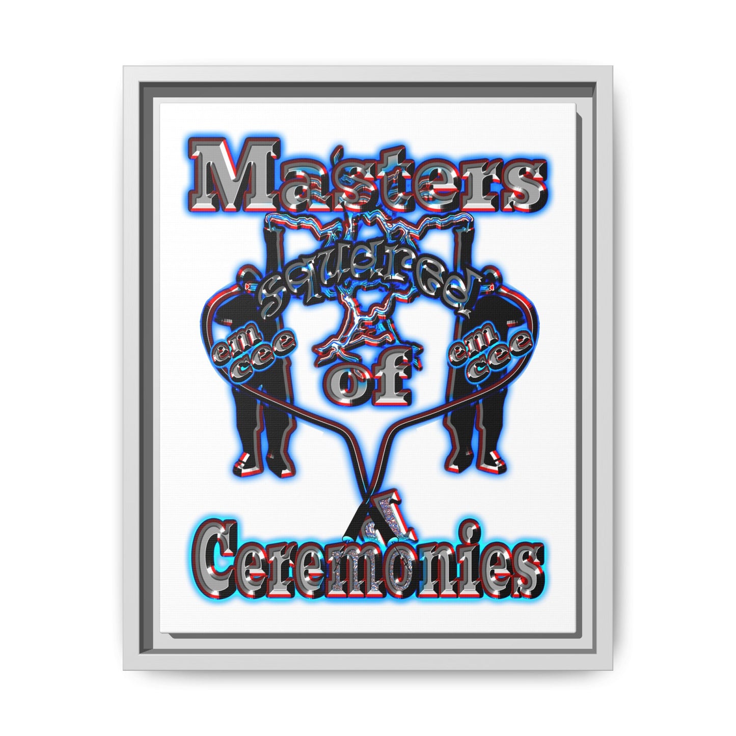 em cee squared - framed canvas art (white)