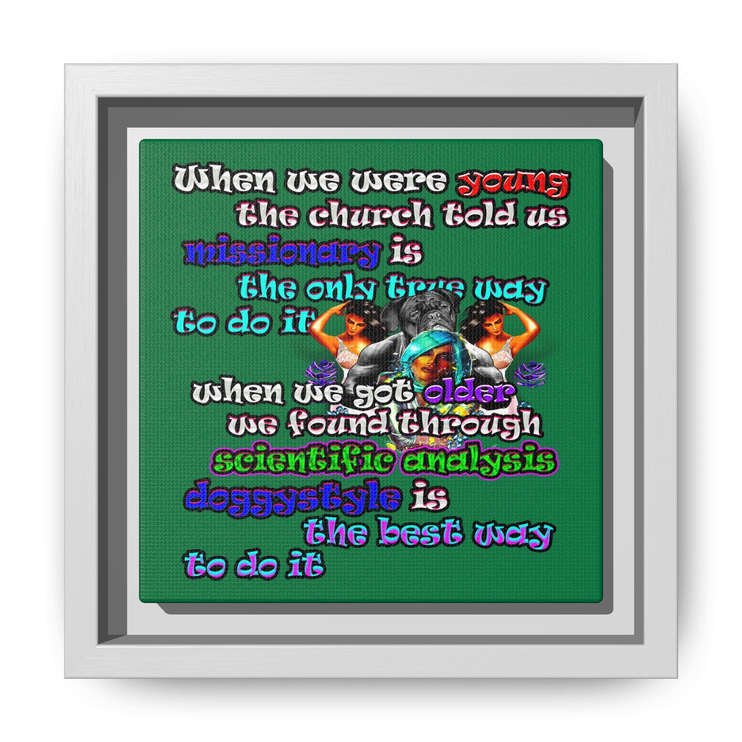 doggystyle - framed canvas art (dark green)