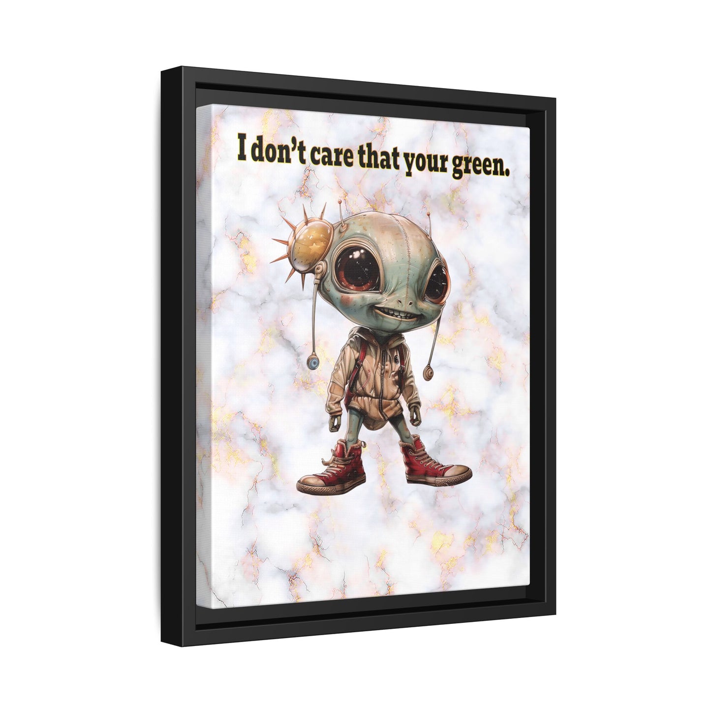 I don't care that your green - framed canvas art (white marble)