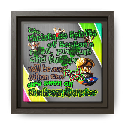 christmas spirits of boston - framed canvas art (rainbow split)