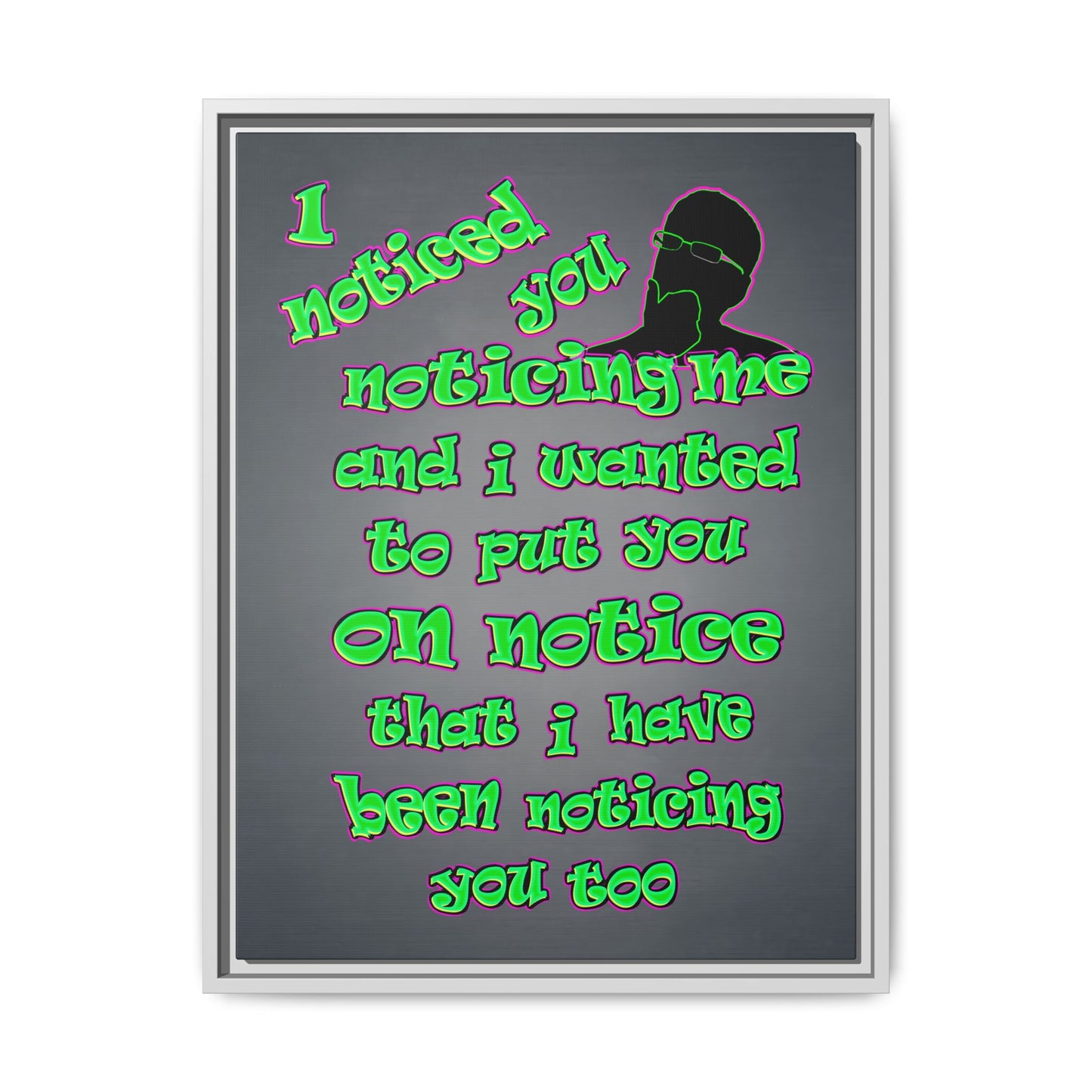 noticed you noticing - framed canvas art (grey-light grey)