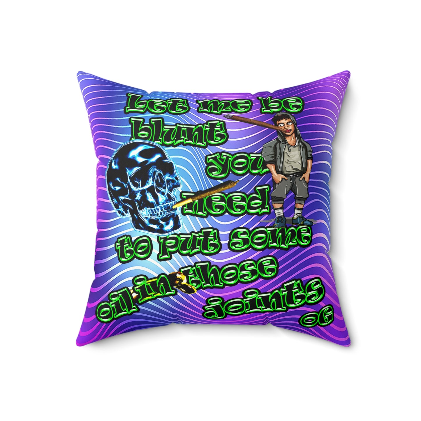 og - Faux Suede Square Pillow - (purple wave)