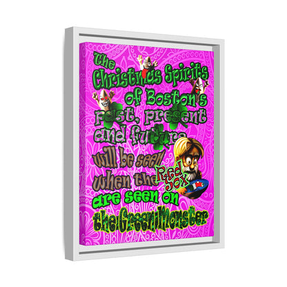 christmas spirits of boston - framed canvas art (pink swirl)