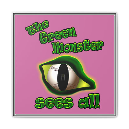 green monster - framed canvas art (light pink)