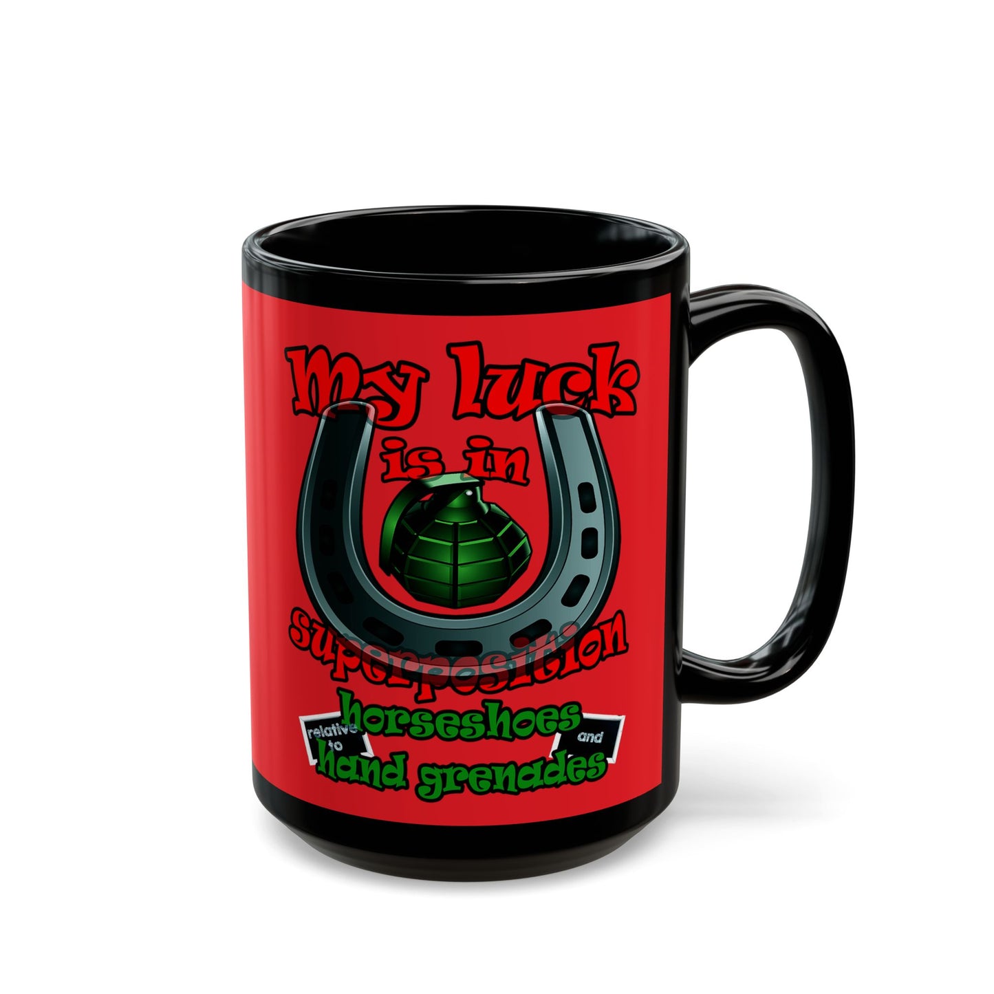 my luck - Black Mug (red)
