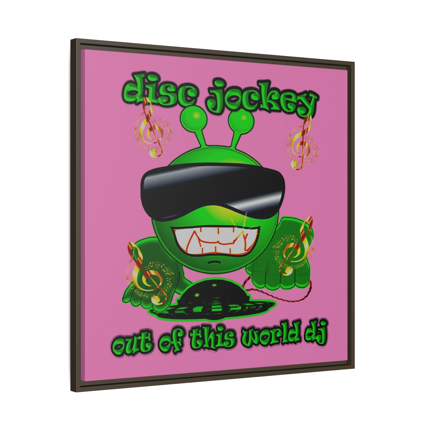 disc jockey - framed canvas art (light pink)