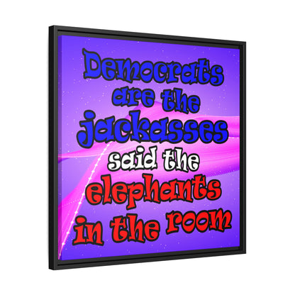 donkeys and elephants - framed canvas art (purple-pink wave)