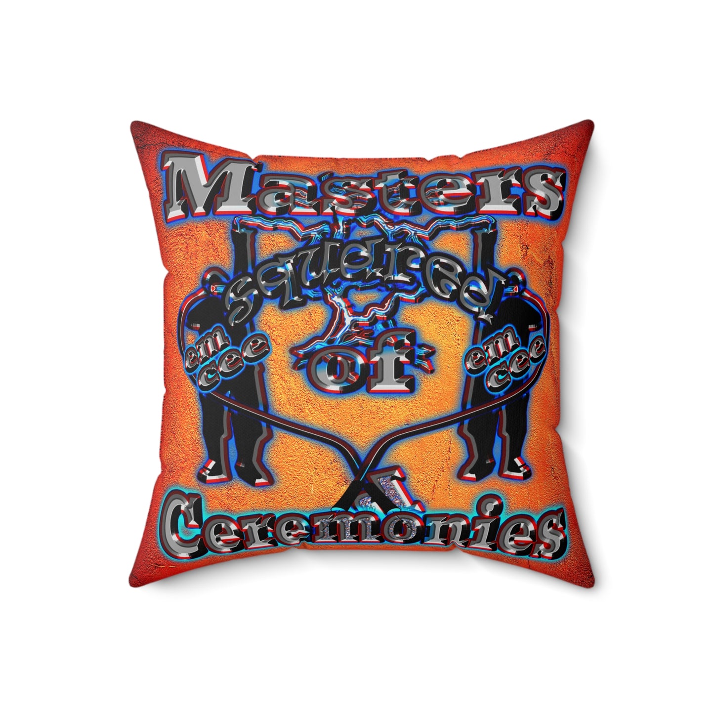 em cee squared - Spun Polyester Square Pillow - (burnt orange)