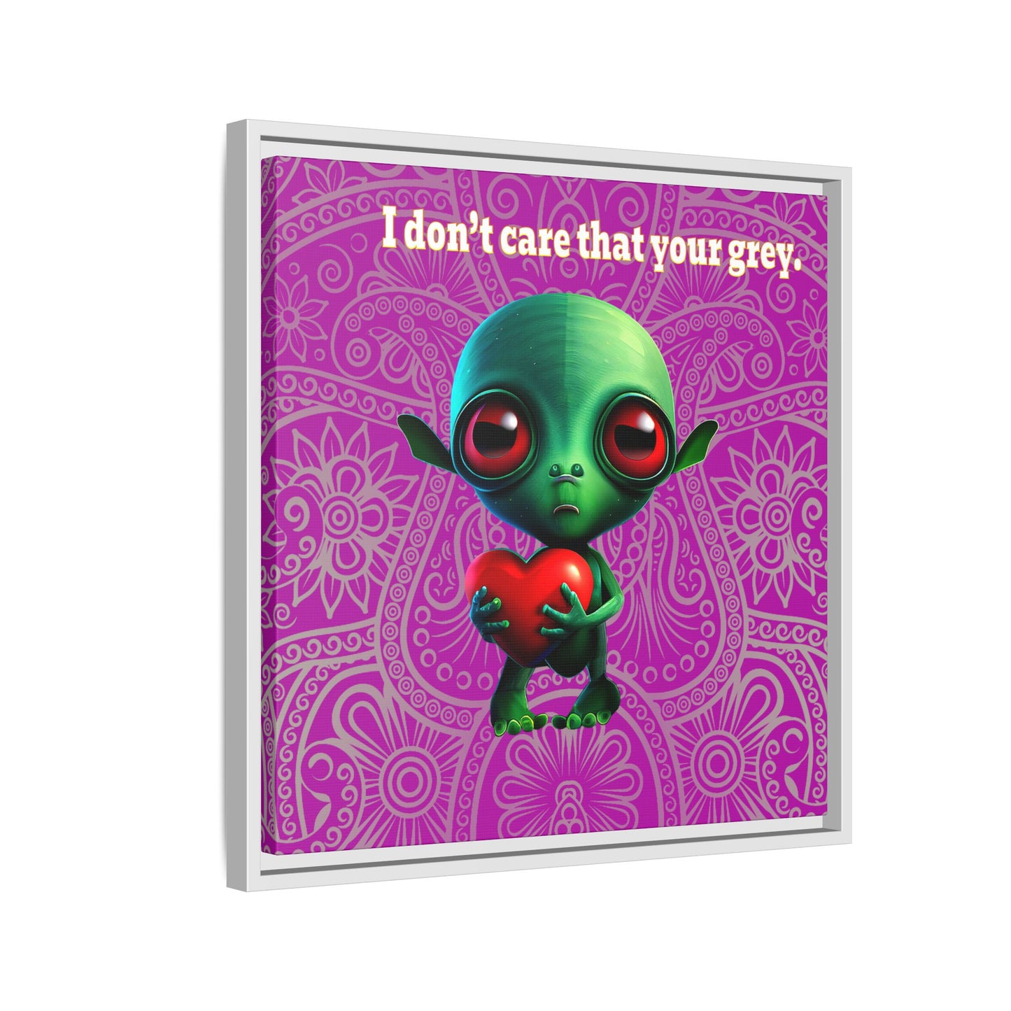 I don't care that your grey - framed canvas art (pink swirl)