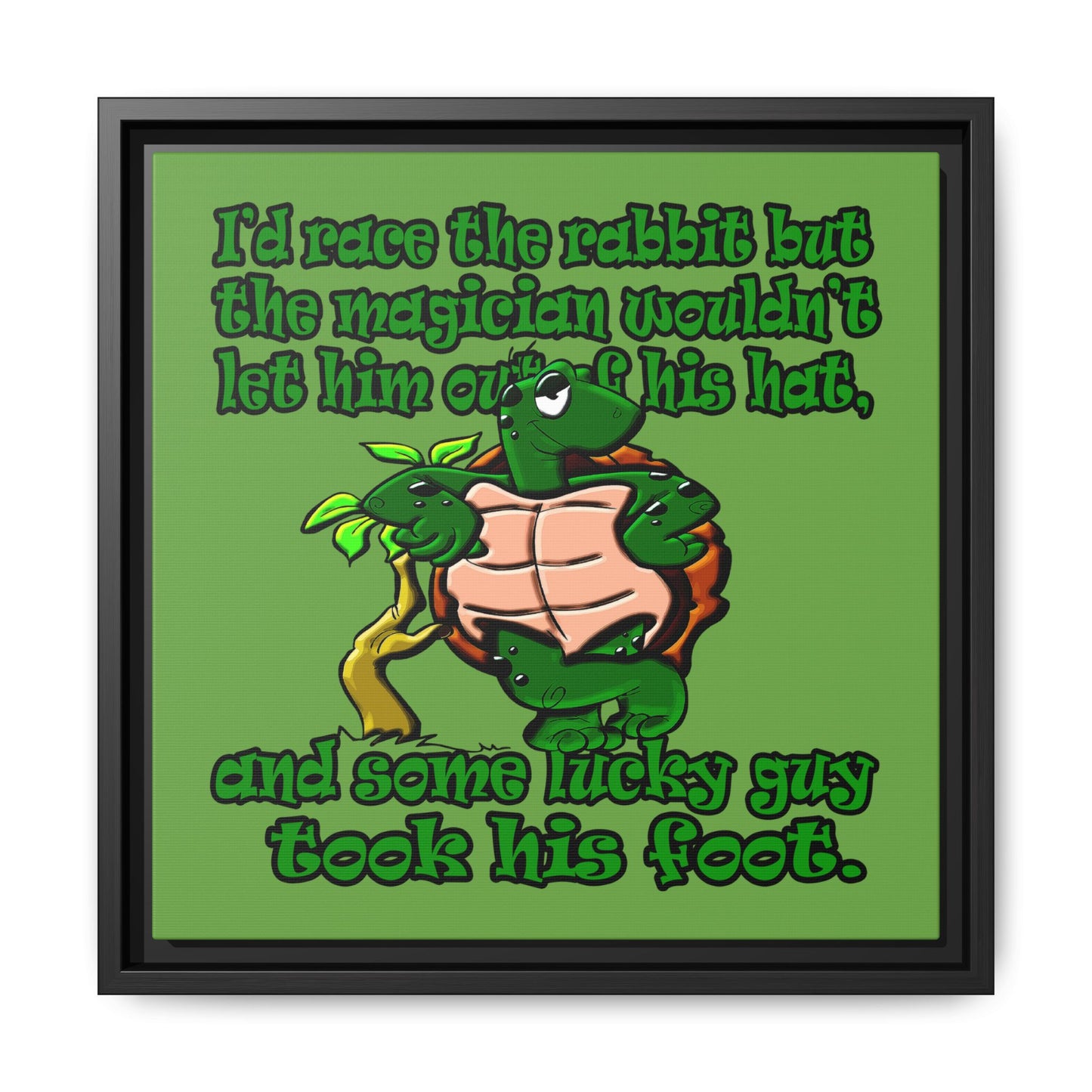 turtle race - framed canvas art (green)