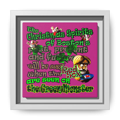 christmas spirits of boston - framed canvas art (pink)