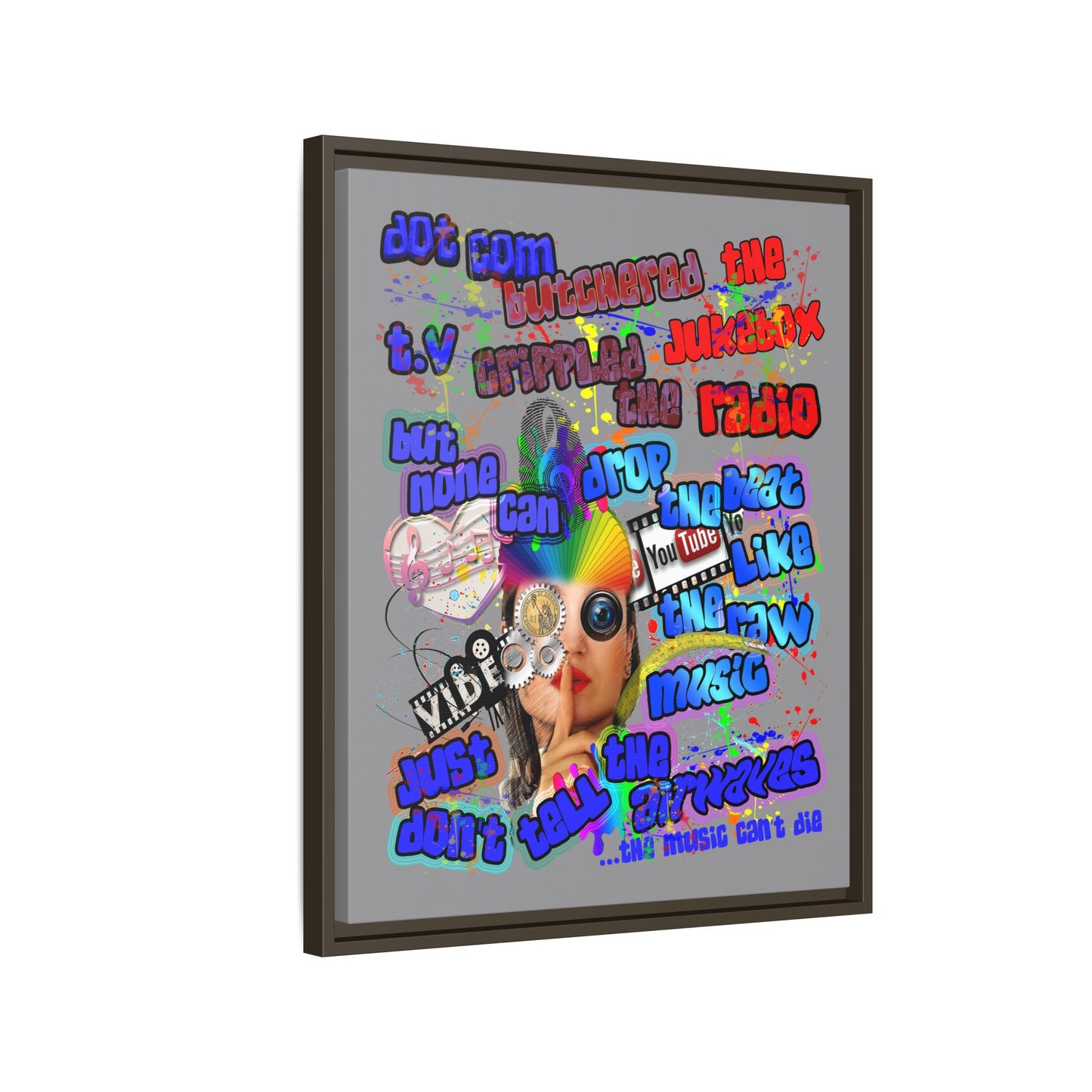 drop the beat - framed canvas art (grey)