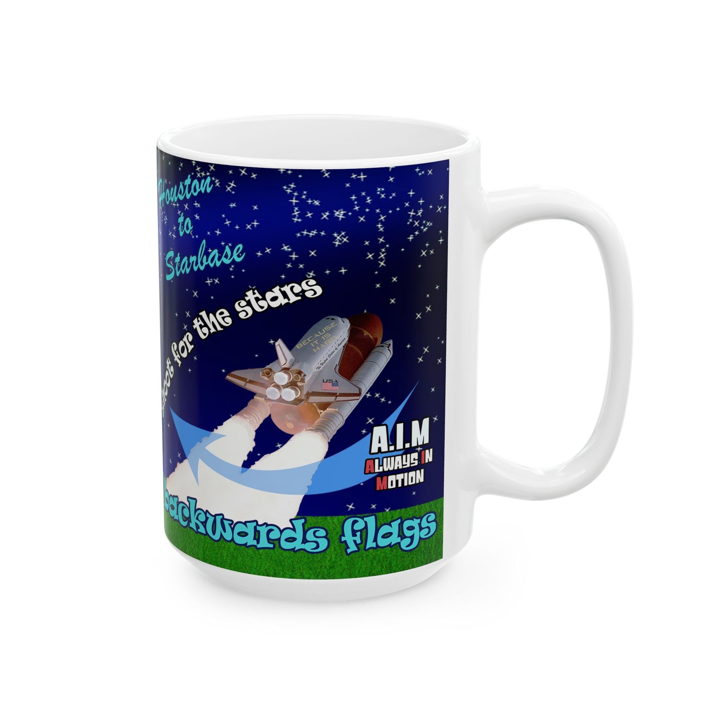 shoot for the stars - White Mug ('snoops' background)