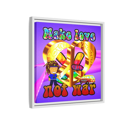 love peace - framed canvas art (purple-pink wave)