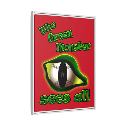 green monster - framed canvas art (dark red)