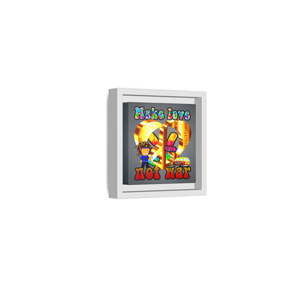 love peace - framed canvas art (grey-light grey)
