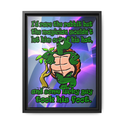 turtle race - framed canvas art (grey-pink wave)
