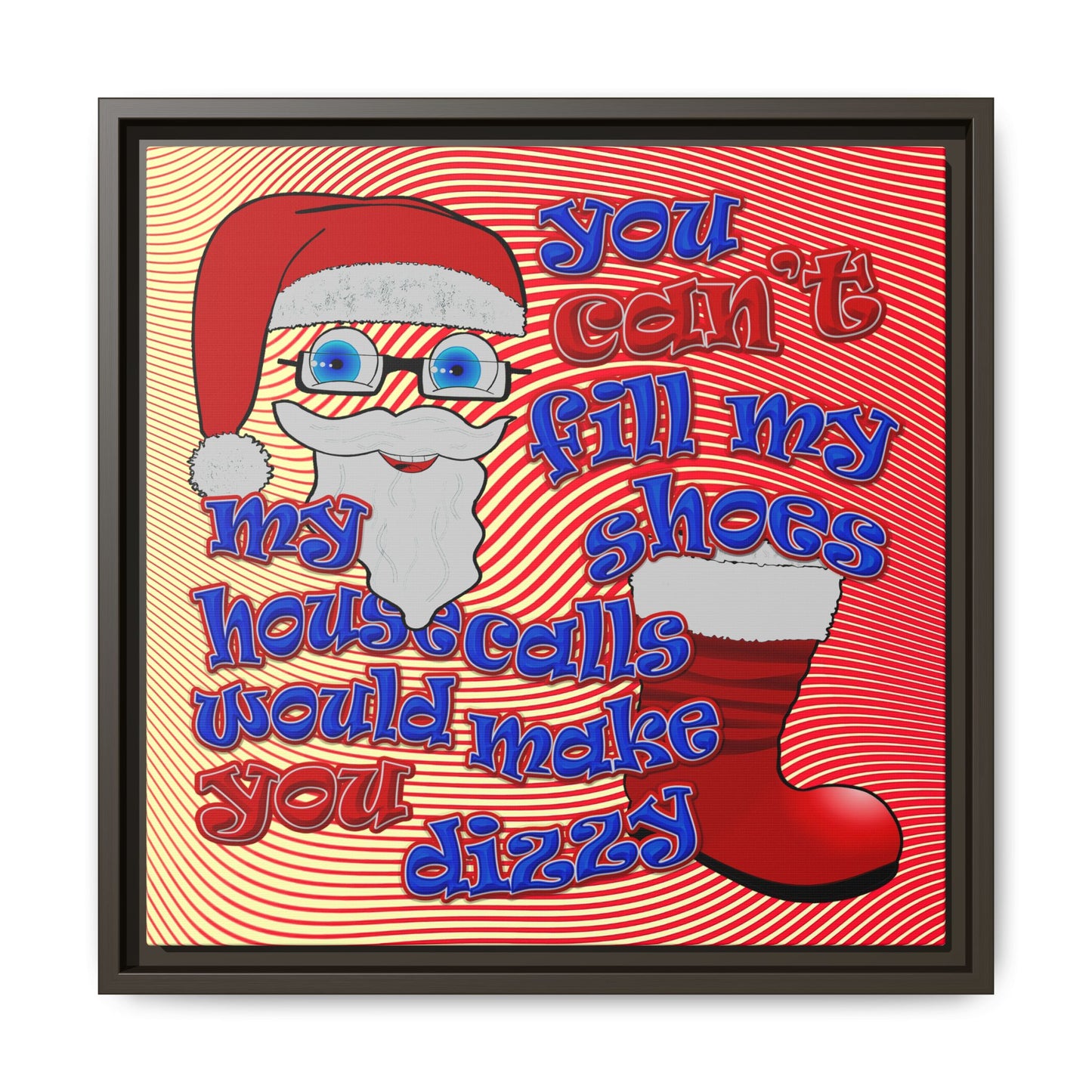santa's shoes - framed canvas art (yellow-orange wave)