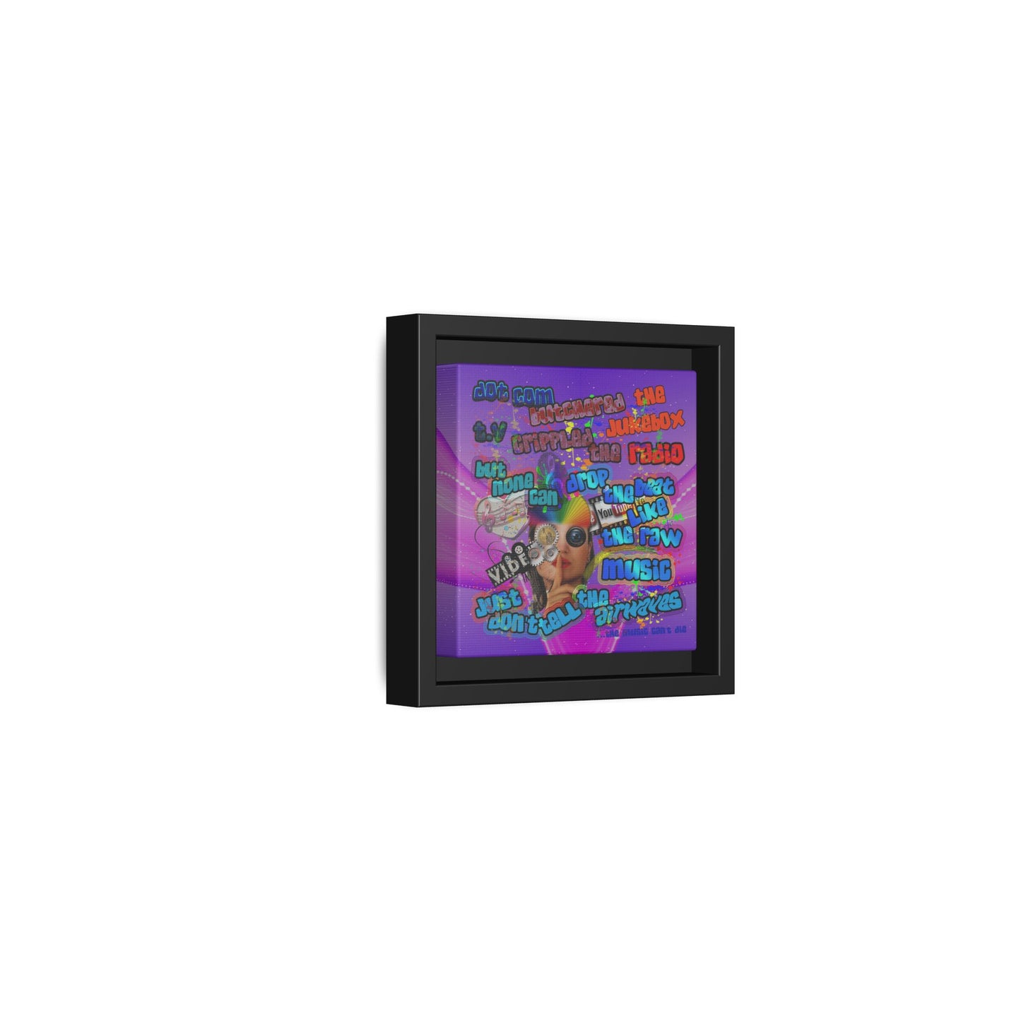 drop the beat - framed canvas art (purple-pink wave)