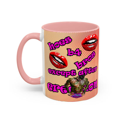 hoes b4 bros - Accent Mug (yellow-orange wave)
