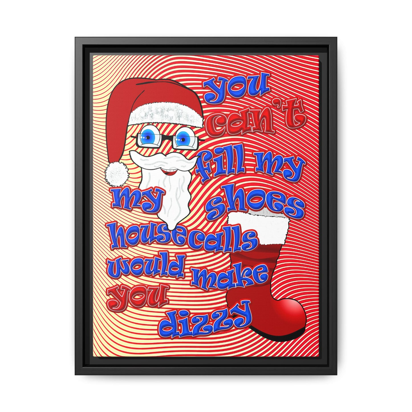 santa's shoes - framed canvas art (yellow-orange wave)