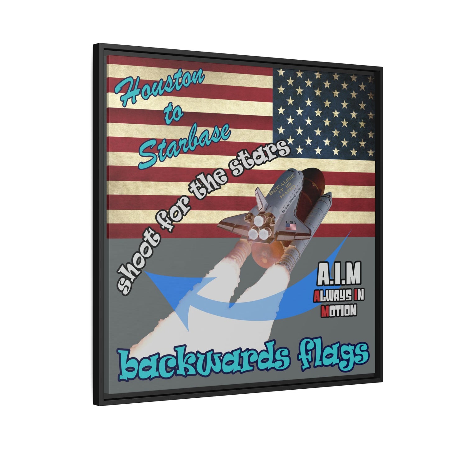 shoot for the stars - framed canvas art (dark grey)