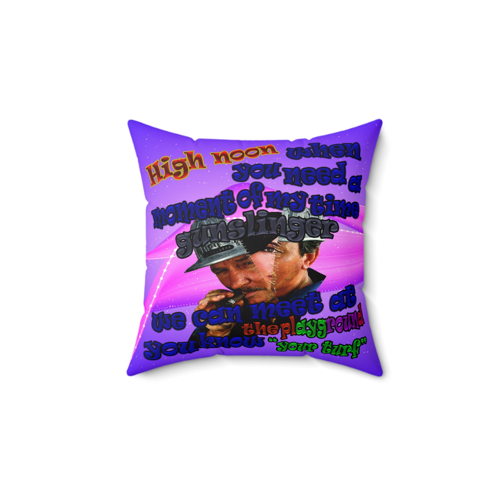 high noon - Spun Polyester Square Pillow - (purple-pink wave)