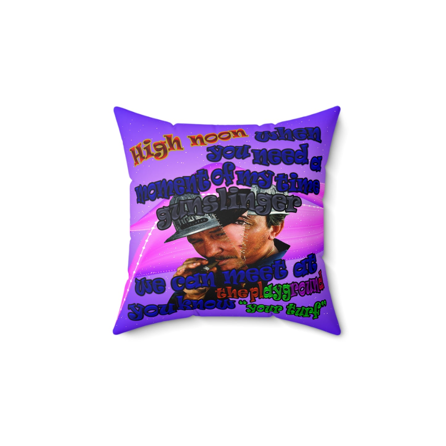high noon - Spun Polyester Square Pillow - (purple-pink wave)
