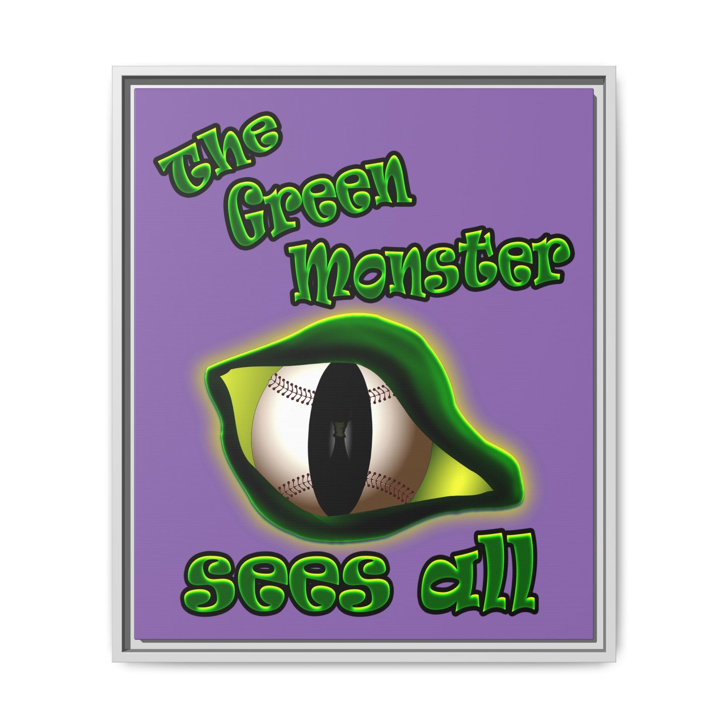 green monster - framed canvas art (light purple)