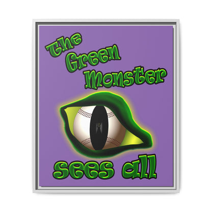 green monster - framed canvas art (light purple)