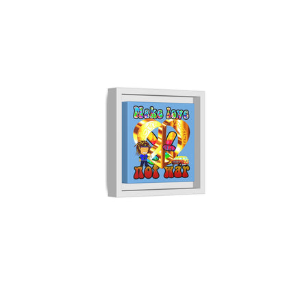 love peace - framed canvas art (light blue)