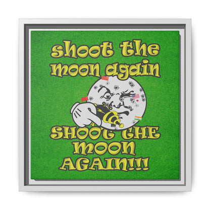 shoot the moon again - framed canvas art (green turf)