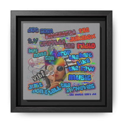 drop the beat - framed canvas art (grey)