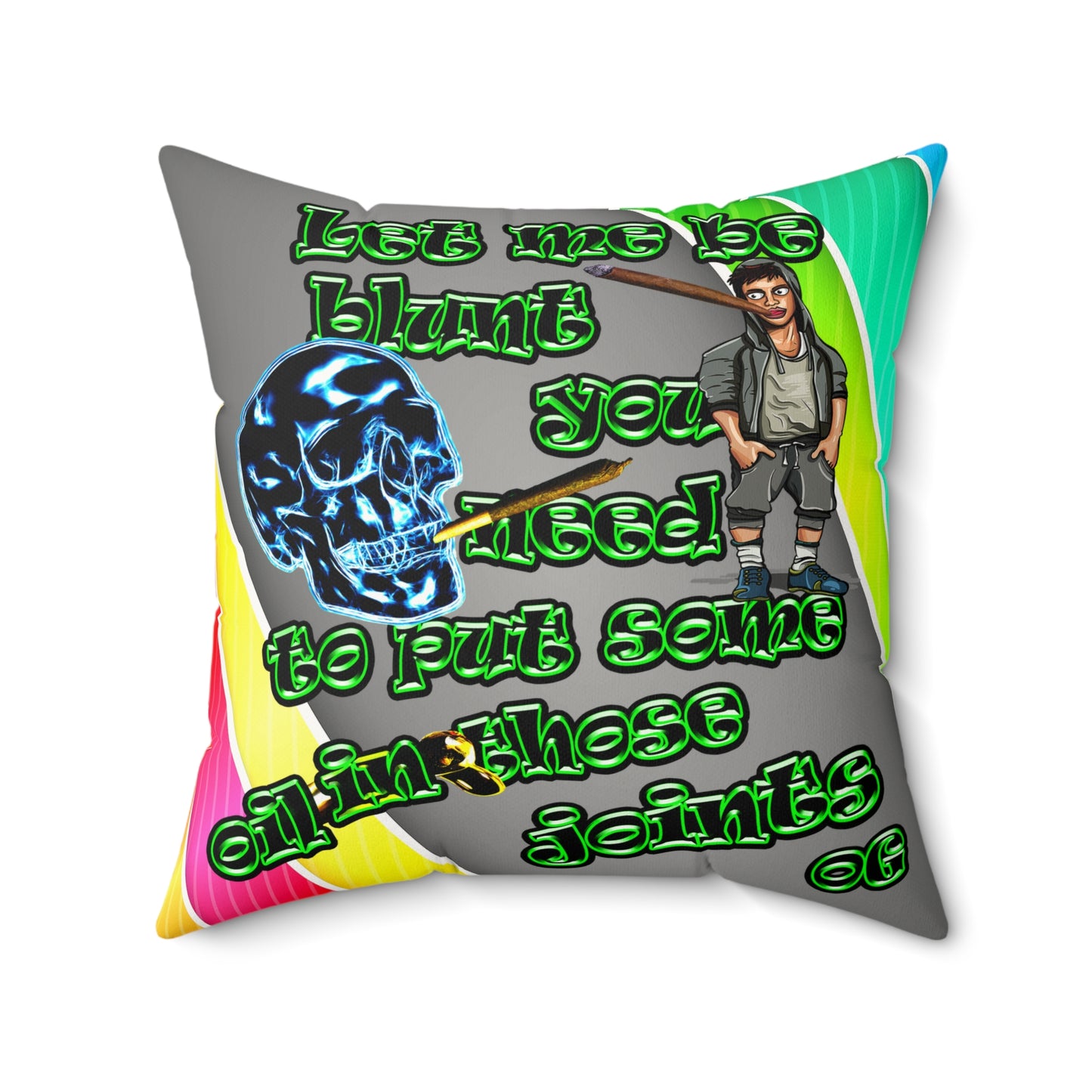 og - Faux Suede Square Pillow - (rainbow split)