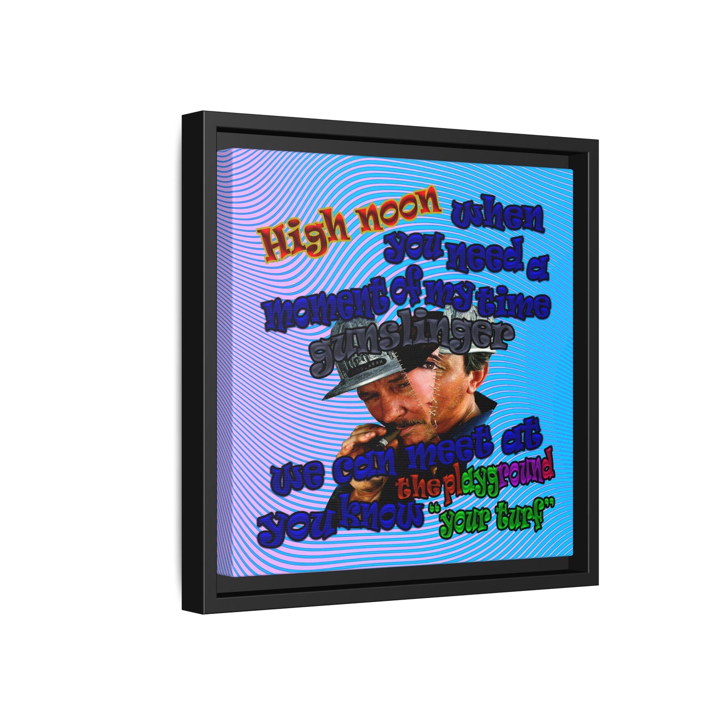 high noon - framed canvas art (light blue-purple wave)