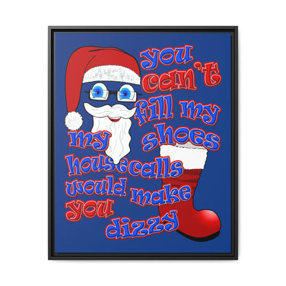 santa's shoes - framed canvas art (dark blue)