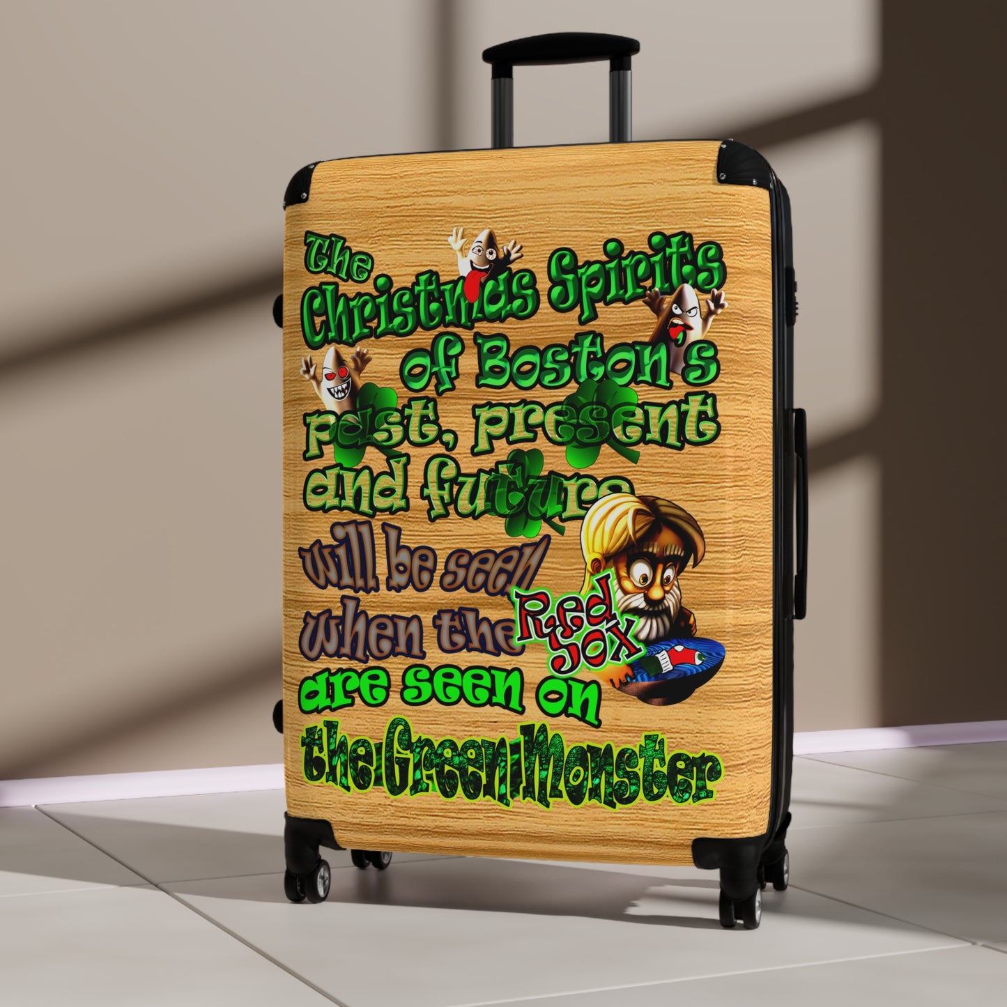christmas spirits of boston - Suitcase (butterscotch wood finish)