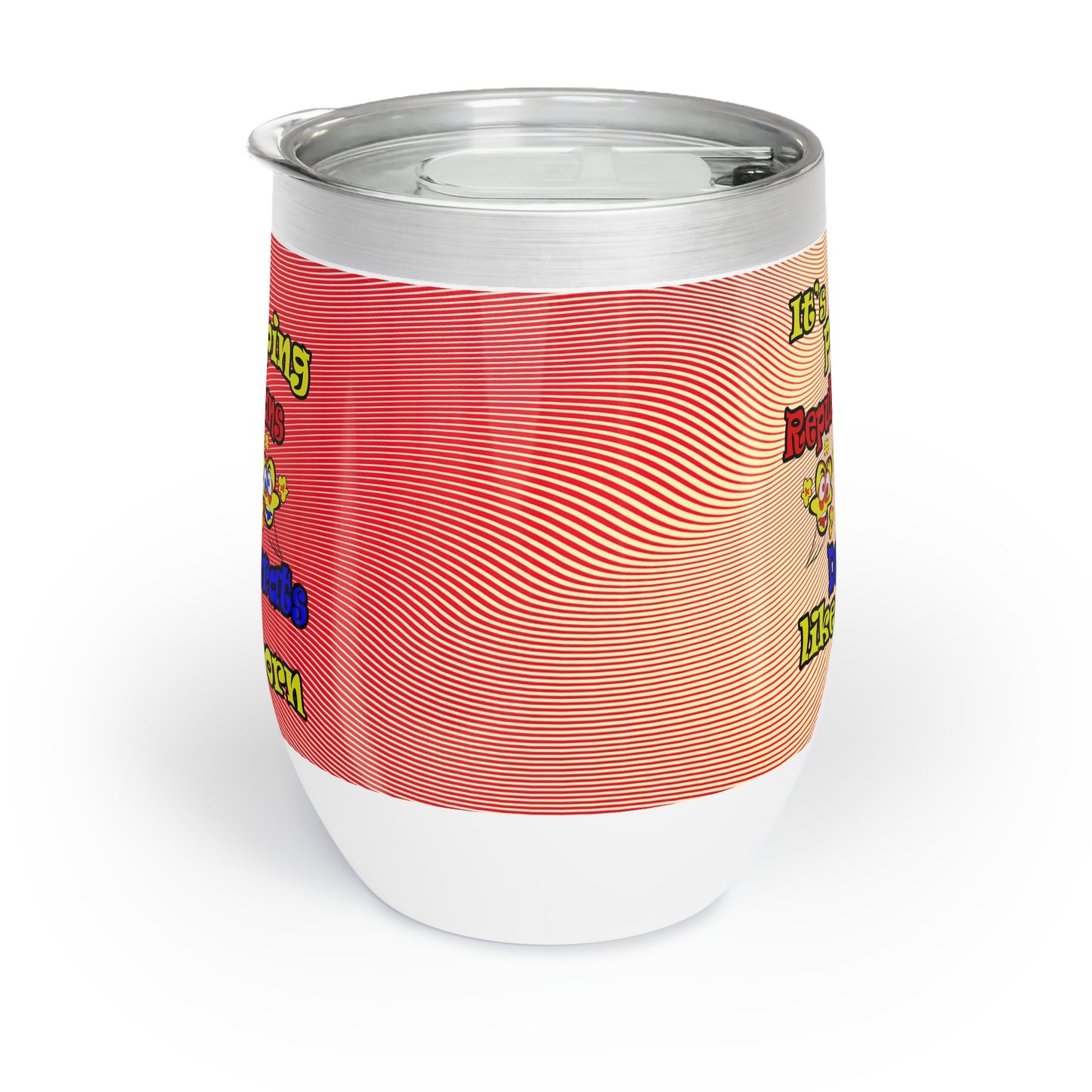 popping like popcorn - Chill Wine Tumbler (yellow-orange wave)