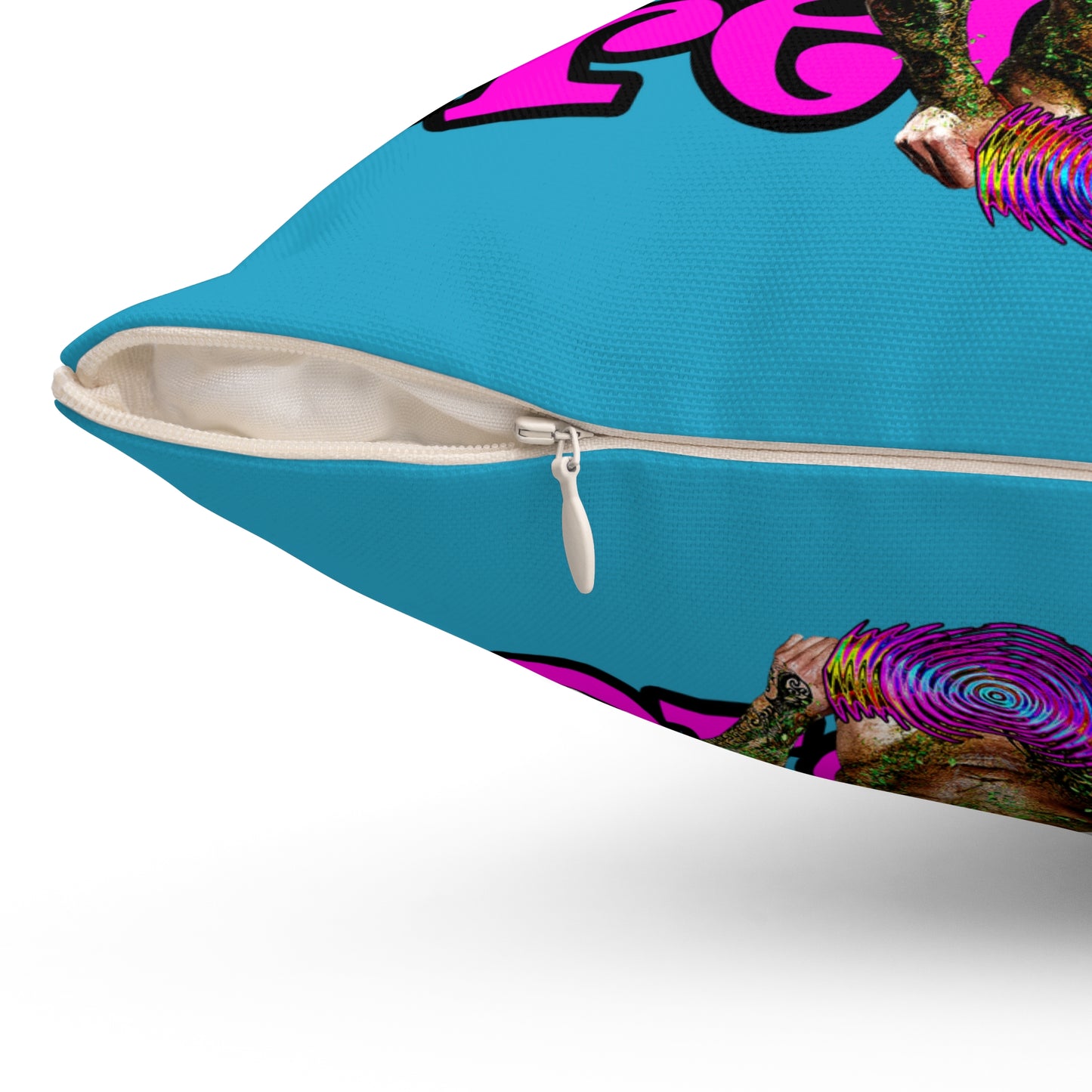 hoes b4 bros - Spun Polyester Square Pillow - (turquoise)