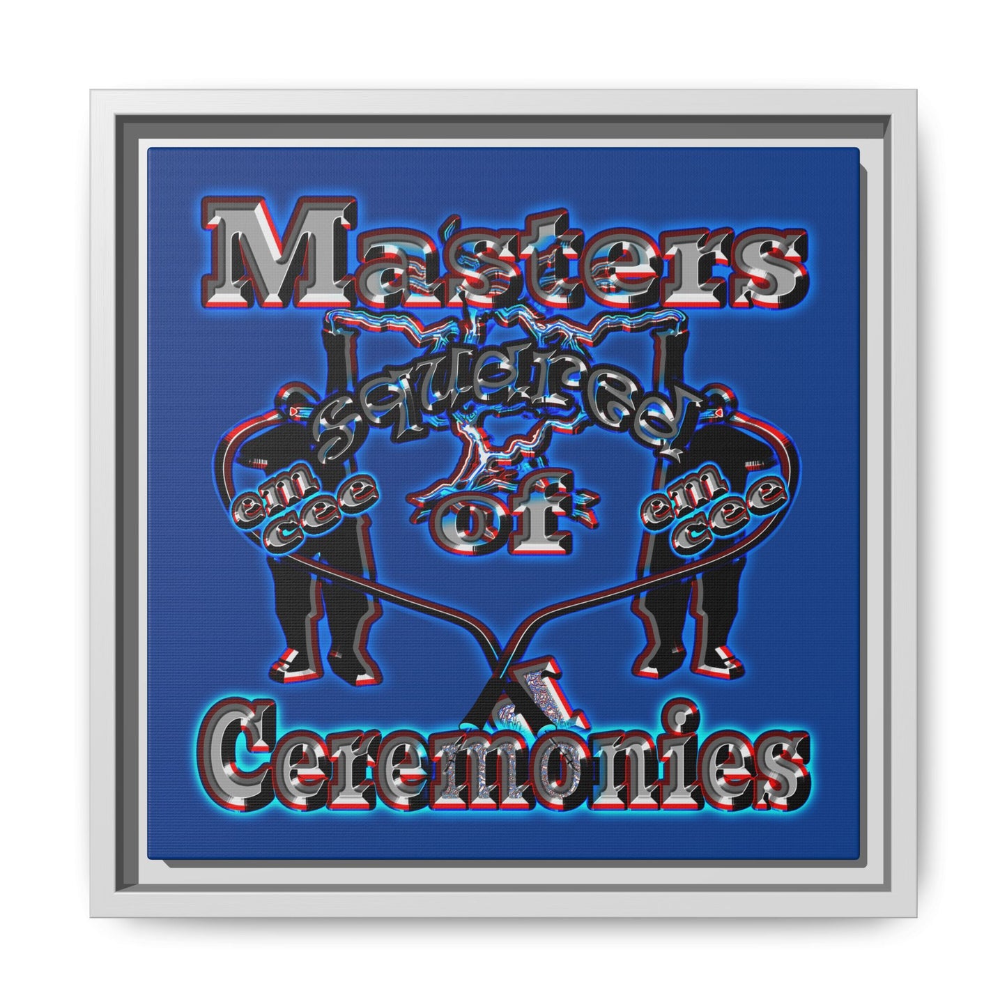 em cee squared - framed canvas art (dark blue)