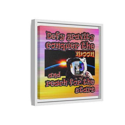 defy conquer reach - framed canvas art (color blur)